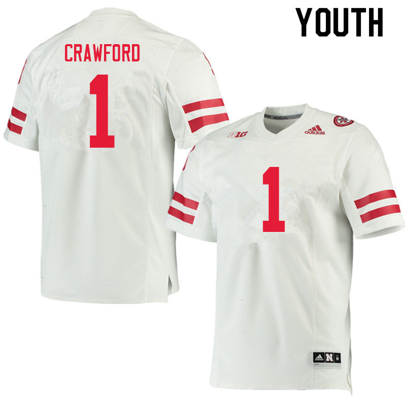 Youth #1 Decoldest Crawford Nebraska Cornhuskers College Football Jerseys Sale-White